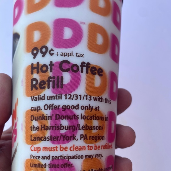Rare Dunkin Doughnuts lenticular coffee tumbler 99 cent refills - Picture 2 of 5